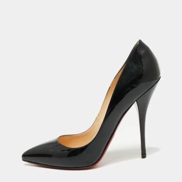 Pre Owned Christian Louboutin Black Patent Leather Kate Pumps Size 40.5 