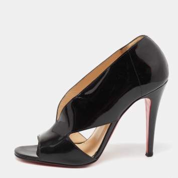 Pre Owned Christian Louboutin Black Patent Leather Creve Coeur Pumps Size 38.5