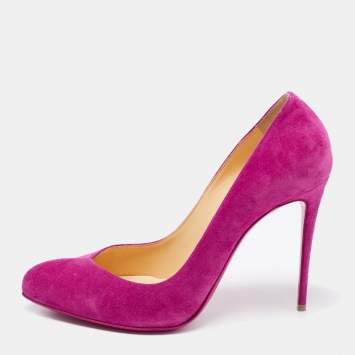 Pre Owned Christian Louboutin Pink Suede Pointed Toe Pumps Size 39.5