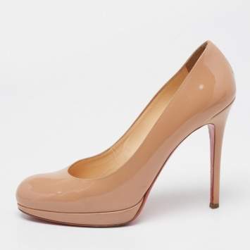 Pre Owned Christian Louboutin Beige Patent Leather New Simple Pumps Size 40