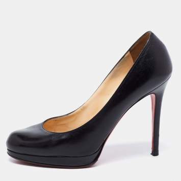 Pre Owned Christian Louboutin Black Leather New Simple Pumps Size 37.5