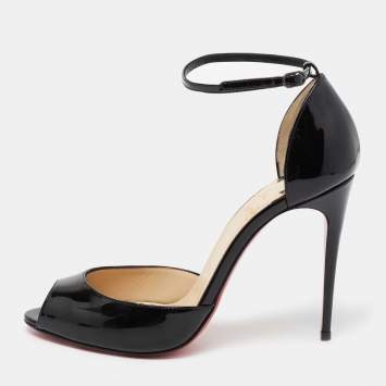 Pre Owned Christian Louboutin Black Patent Leather Madame Claude D'orsay Pumps Size 38