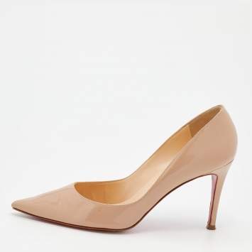 Pre Owned Christian Louboutin Beige Patent Leather So Kate Pointed Toe Pumps Size 39