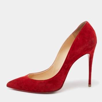 Pre Owned Christian Louboutin Red Suede Pigalle Follies Pumps Size 41.5