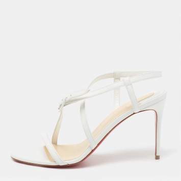 Pre Owned Christian Louboutin White Leather Salima Sandals Size 37