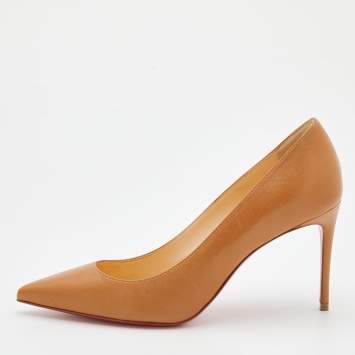 Pre Owned Christian Louboutin Brown Leather Kate Pointed Toe Pumps Size 37