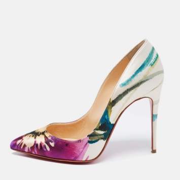 Pre Owned Christian Louboutin Multicolor Floral Print Canvas Pigalle Follies Pumps Size 38