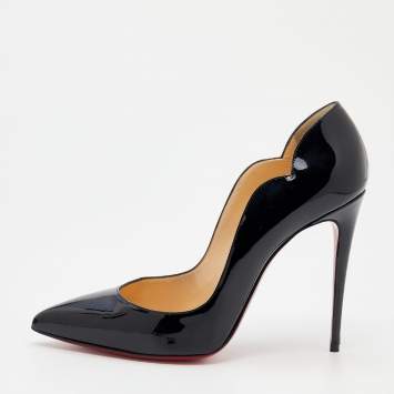 Pre Owned Christian Louboutin Black Patent Leather Hot Chick Pointed Toe Pumps Size 40