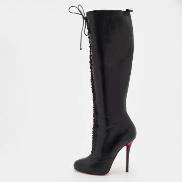 مملوكة مسبقًا Christian Louboutin Black Leather Mado Over-the-Knee Boots Size 38