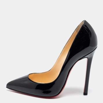 Pre Owned Christian Louboutin Black Patent Leather Pigalle Pumps Size 36.5
