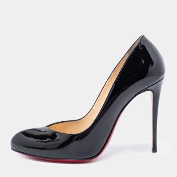 Pre Owned Christian Louboutin Black Patent Leather Breche Pumps Size 36