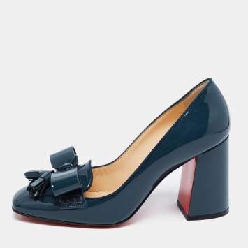 Pre Owned Christian Louboutin Dark Teal Patent Leather Carmela Pumps Size 36