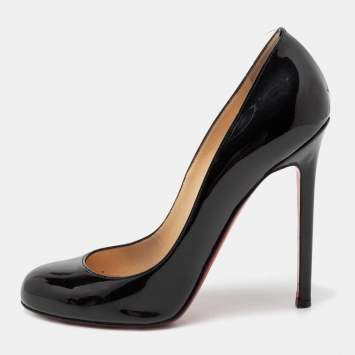 Pre Owned Christian Louboutin Black Patent Leather Fifi Pumps Size 37.5 