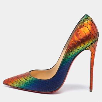 Pre Owned Christian Louboutin Multicolor Python Leather So Kate Pumps Size 41