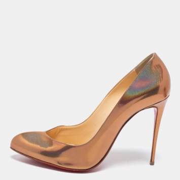 Pre Owned Christian Louboutin Metallic Bronze Iridescent Leather Breche Pumps Size 41