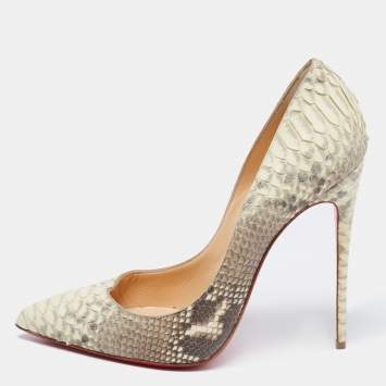 Pre Owned Christian Louboutin Cream/Grey Python Leather So Kate Pumps Size 41