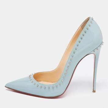 Pre Owned Christian Louboutin Pale Blue Patent Leather Anjalina Pumps Size 41