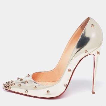 Pre Owned Christian Louboutin Metallic Gold Leather Degraspike Pointed Toe Pumps Size 41