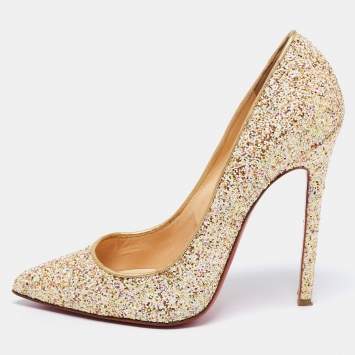 Pre Owned Christian Louboutin Multicolor Coarse Glitter Pigalle Pumps Size 41