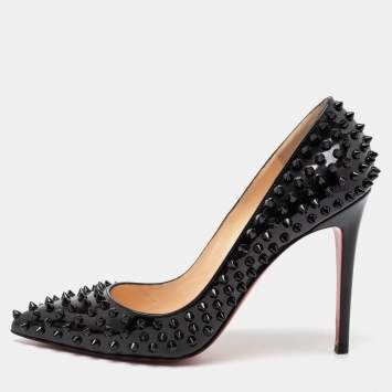 Pre Owned Christian Louboutin Patent Leather Pigalle Spikes  Pumps Size 41