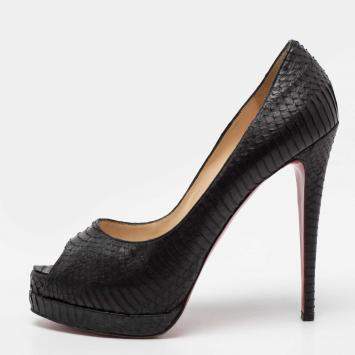 Pre Owned Christian Louboutin Black Python Leather Altadama Pumps Size 41