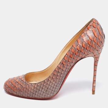 Pre Owned Christian Louboutin Two-Tone Python Leather Fifi Pumps Size 41