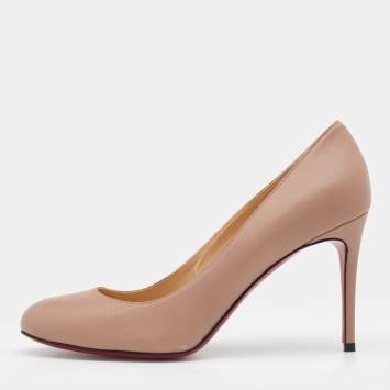 Pre Owned Christian Louboutin Beige Leather Fifi Pumps Size 39.5