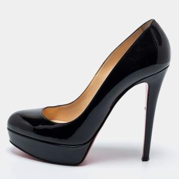 Pre Owned Christian Louboutin Black Patent Leather Bianca Platform Pumps Size 40.5