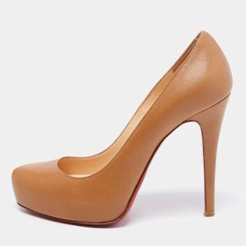 Pre Owned Christian Louboutin  Brown Leather Rolando Pumps Size 36.5
