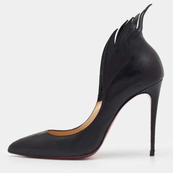 Pre Owned Christian Louboutin Black Leather Victorina Flame Pumps Size 39