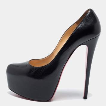 Pre Owned Christian Louboutin Black Leather Daffodile Platform Pumps Size 40