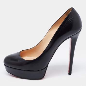 Pre Owned Christian Louboutin Black Leather Bianca  Pumps Size 38.5 