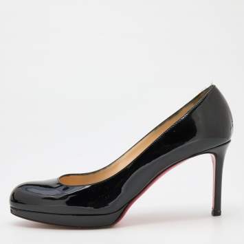 Pre Owned Christian Louboutin Black Patent Leather New Simple Pumps Size 39.5