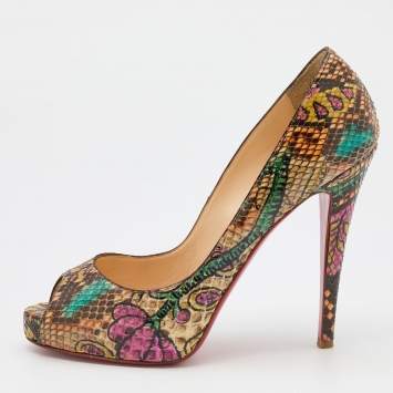 Pre Owned Christian Louboutin Multicolor Python New Very Prive Pumps Size 40