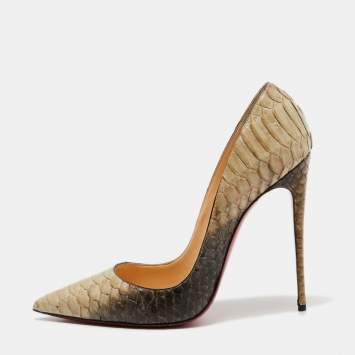 Pre Owned Christian Louboutin Two Tone Python  So Kate Pumps Size 40.5