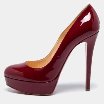 Pre Owned Christian Louboutin Burgundy Patent Leather Bianca Pumps Size 39