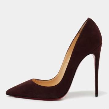 Pre Owned Christian Louboutin Brown Suede Pigalle Pumps Size 38
