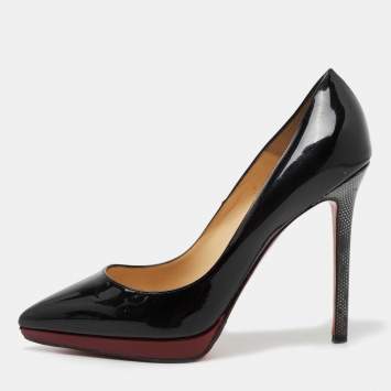 Pre Owned Christian Louboutin Black Patent Leather Pigalle Plato Pumps Size 39