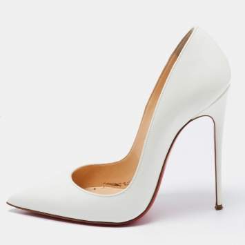 Pre Owned Christian Louboutin White Patent Leather Pigalle Pumps Size 38
