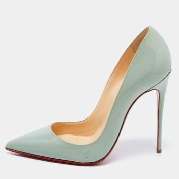 Pre Owned Christian Louboutin Green Patent Leather So Kate  Pumps Size 36.5