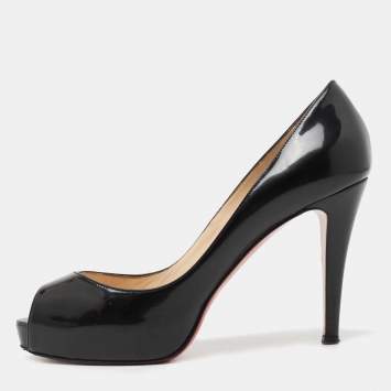 Pre Owned Christian Louboutin Black Patent Leather New Prive Pumps Size 38