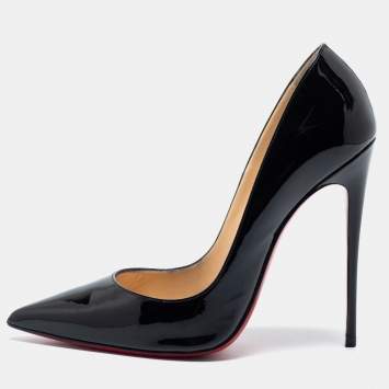 Pre Owned Christian Louboutin Black Patent Leather So Kate Pumps Size 38.5