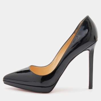 Pre Owned Christian Louboutin Black Patent Leather Pigalle Plato Pumps Size 39