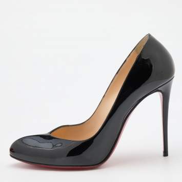 Pre Owned Christian Louboutin Black Patent Leather Breche Pointed Toe Pumps Size 38.5