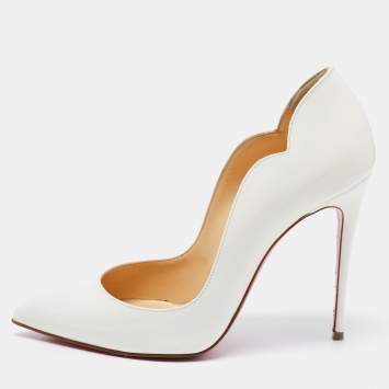 Pre Owned Christian Louboutin White Patent Leather Hot Chick Pumps Size 36