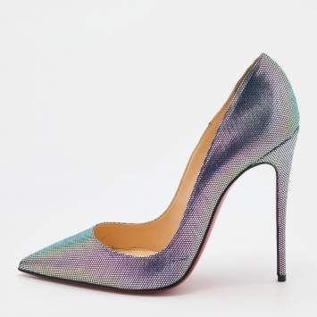 Pre Owned Christian Louboutin Multicolor Leather Tissu Scarabe So Kate Pumps Size 37.5