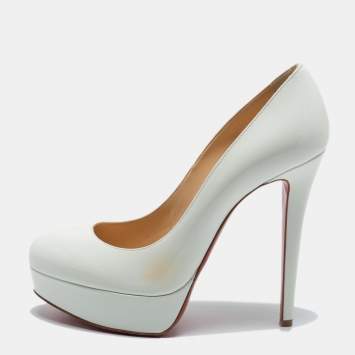 Pre Owned Christian Louboutin White Patent Leather Bianca Pumps Size 39.5