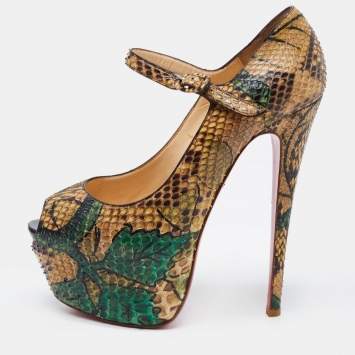 Pre Owned Christian Louboutin Multicolor Python Leather Lady Highness Pumps Size 38