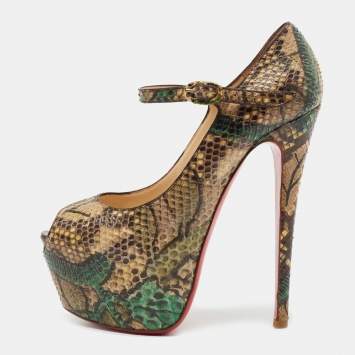 Pre Owned Christian Louboutin Multicolor Python Leather Lady Highness Pumps Size 37