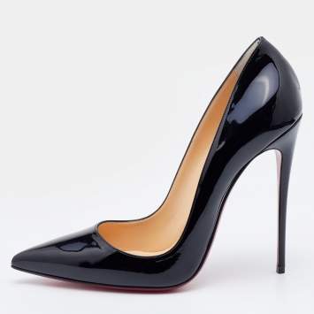 Pre Owned Christian Louboutin Black Patent Leather So Kate Pumps Size 41.5